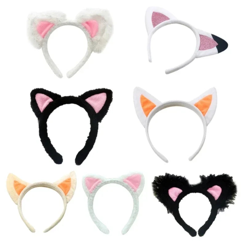 Povei Cat Headband with Plush Animal Ears for Makeup and Face Care