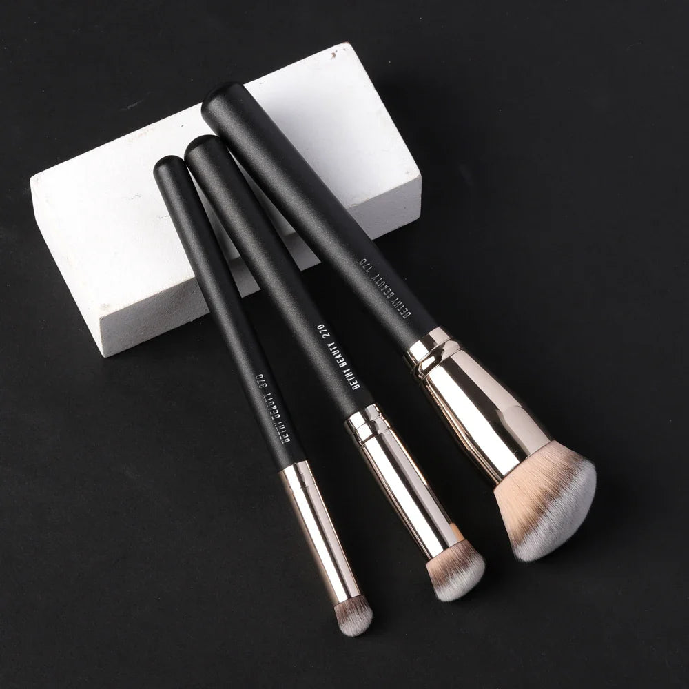 Povei 3pcs Brush Set: Foundation, Concealer, Blending Makeup Brush Kit