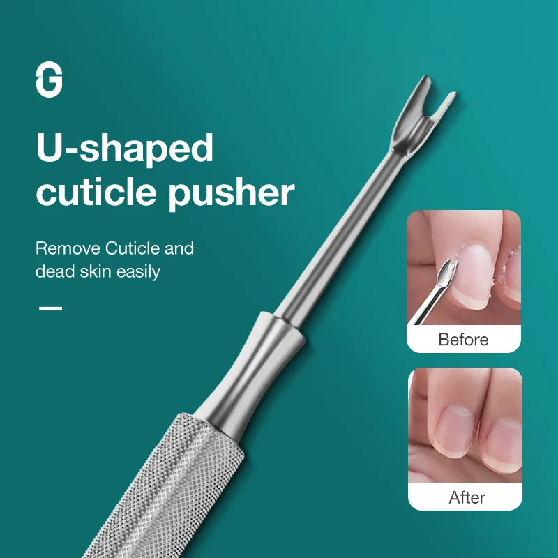 Povei Double Head Cuticle Pusher & Trimmer for Nail Care