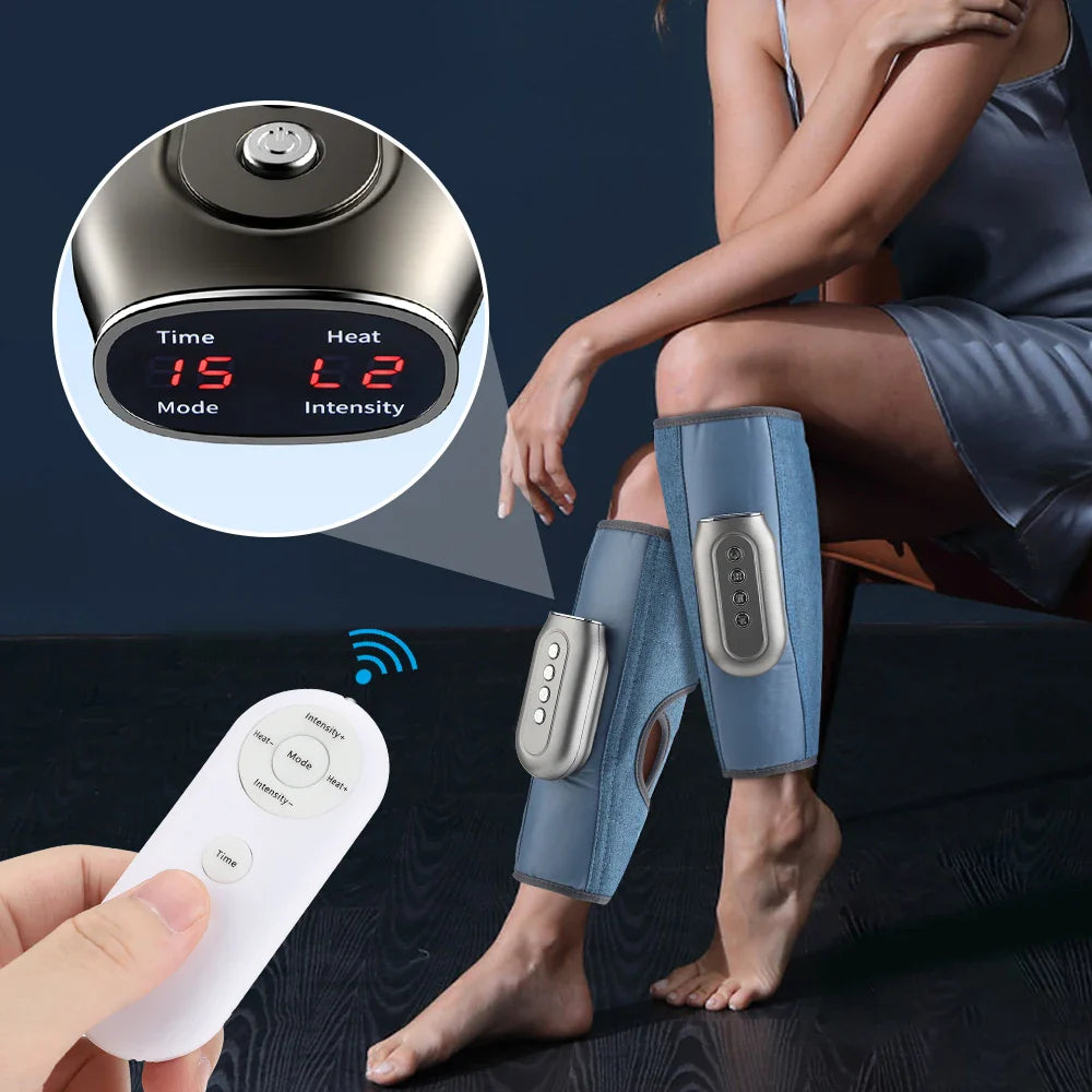 Povei Electric Calf Massager with Hot Compress - Remote Control & 3-Level Mode