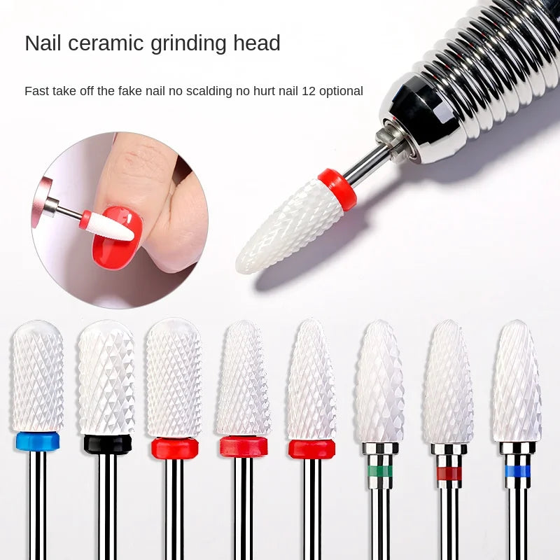 Povei Ceramic Nail Drill Bits for Manicure Pedicure Machine