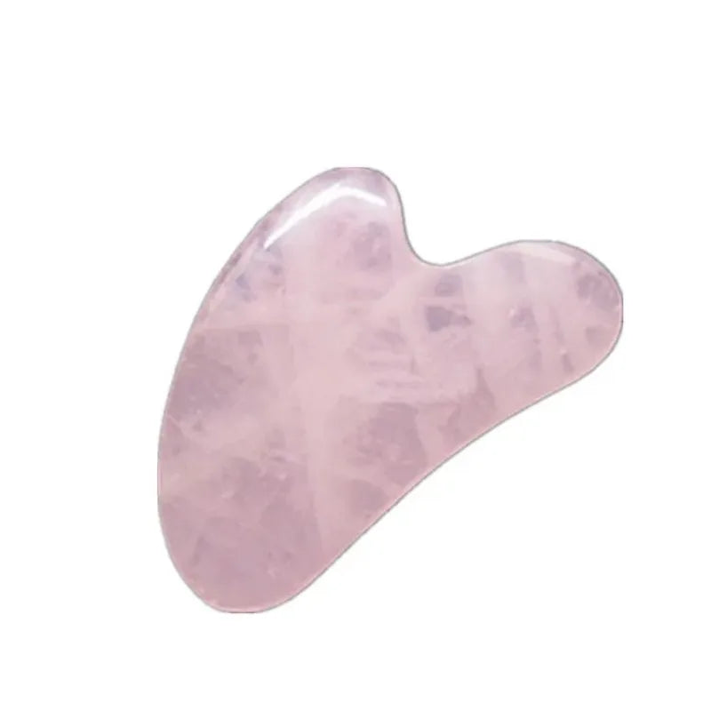 Povei Rose Quartz GuaSha Board - Pink Jade Stone Massage Tool