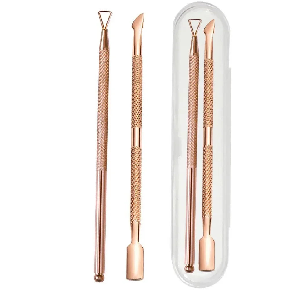 Povei Dual-ended Cuticle Pusher & Dead Skin Remover - Stainless Steel Nail Tool