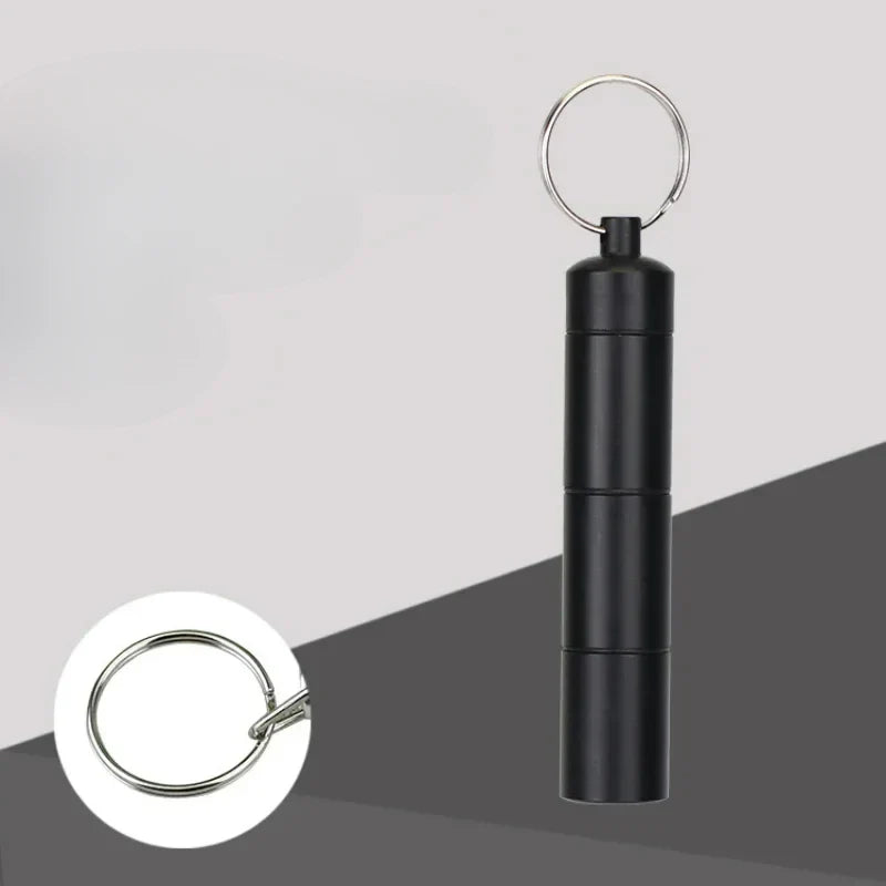 Povei Metal Pill Box Keychain: Split 7 Days, Modern, Waterproof