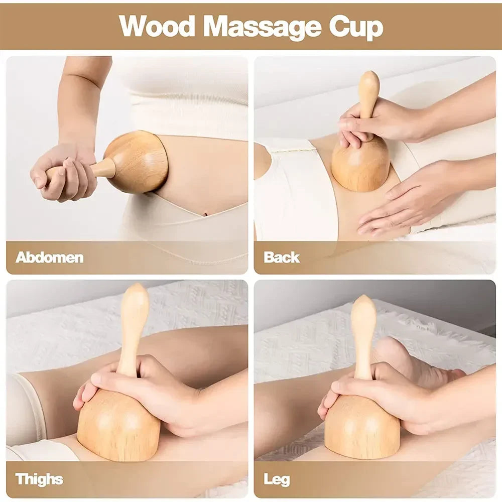 Povei Wooden Massage Tools Kit for Lymphatic Drainage and Muscle Pain Relief