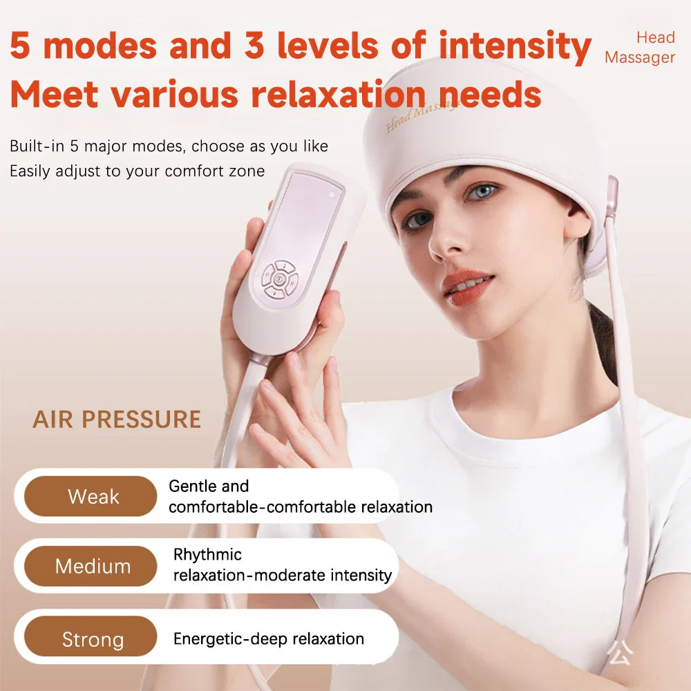 Povei Electric Head Massager with Hot Compress & Air Pressure for Scalp Relaxation