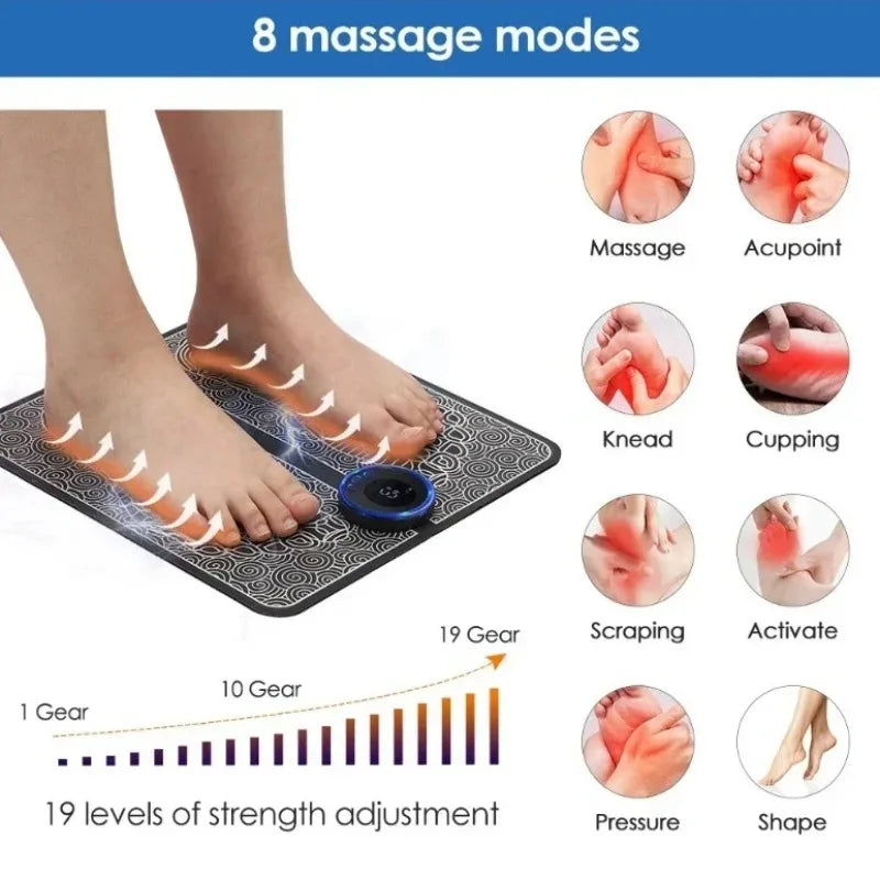 Povei Electric EMS Foot Massager Pad Portable Foldable Massage Mat