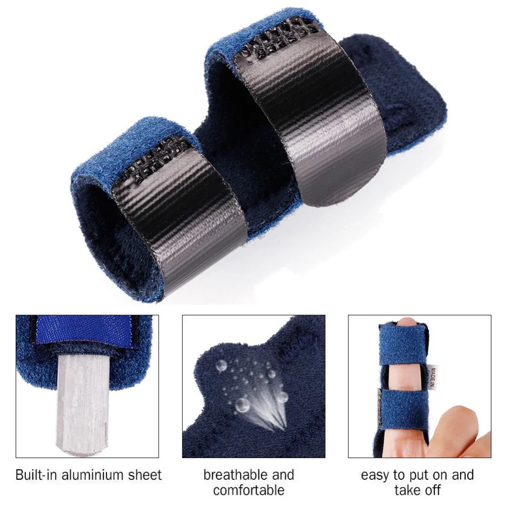 Povei Aluminium Finger Splint Fracture Support Straighten Brace with Adjustable Bandage