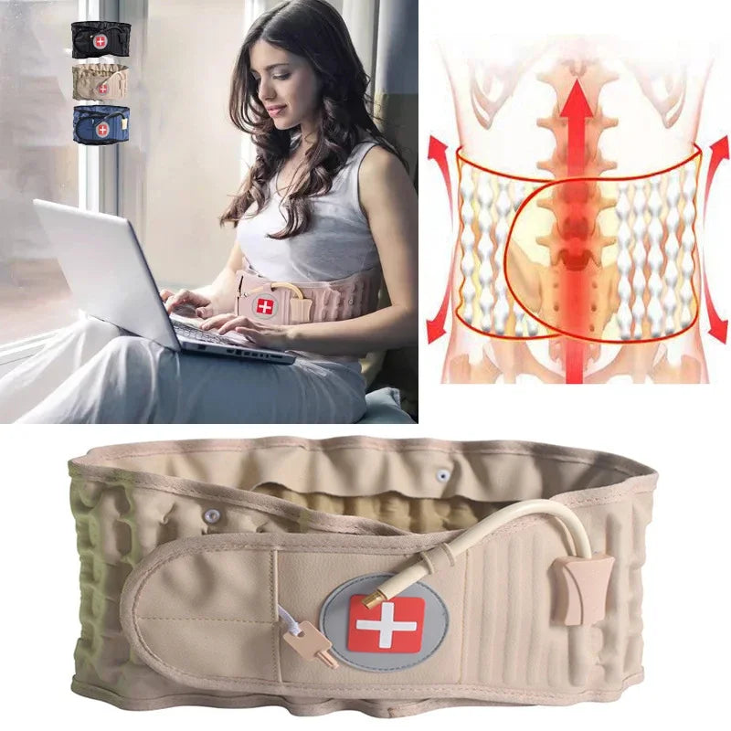 Povei Lumbar Support Air Traction Brace for Back Pain Relief