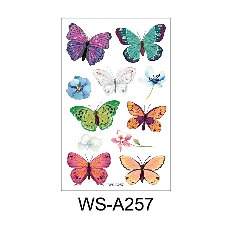 Povei 3D Colorful Butterfly Temporary Tattoo Sticker Set for Women Body Art