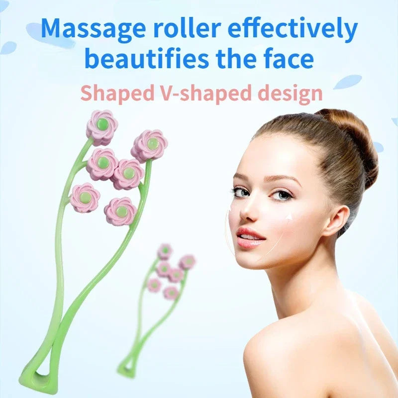 Povei Flower Facial Massager Roller for Anti Wrinkle Face-Lift and Relaxation