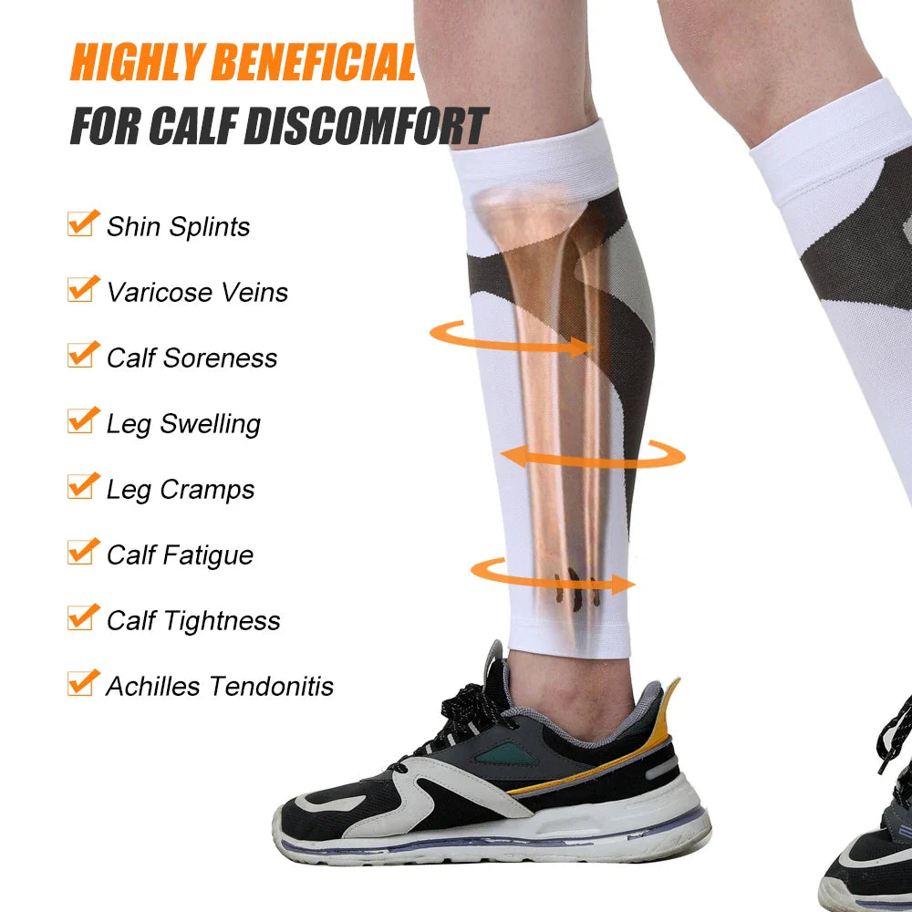 Povei Calf Compression Sleeves - Support for Shin Splints, Varicose Veins, Pain Relief