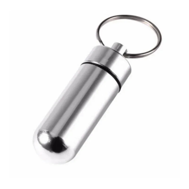 Aluminum Pill Box Case Bottle Keychain Medicine Box by Povei