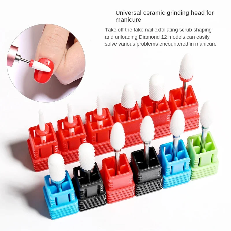 Povei Ceramic Nail Drill Bits for Manicure Pedicure Machine