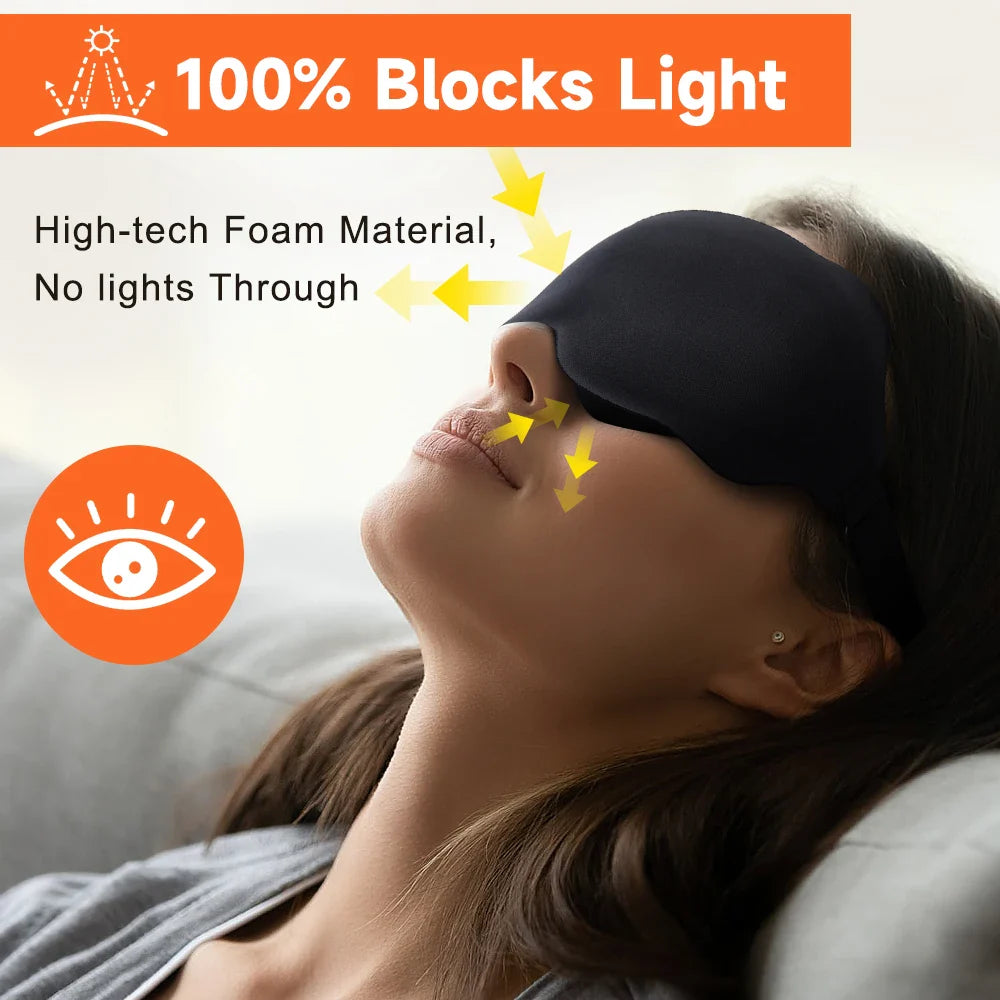 Povei 3D Sleep Mask Soft Padded Eye Cover Blockout Lights for Refreshing Sleep