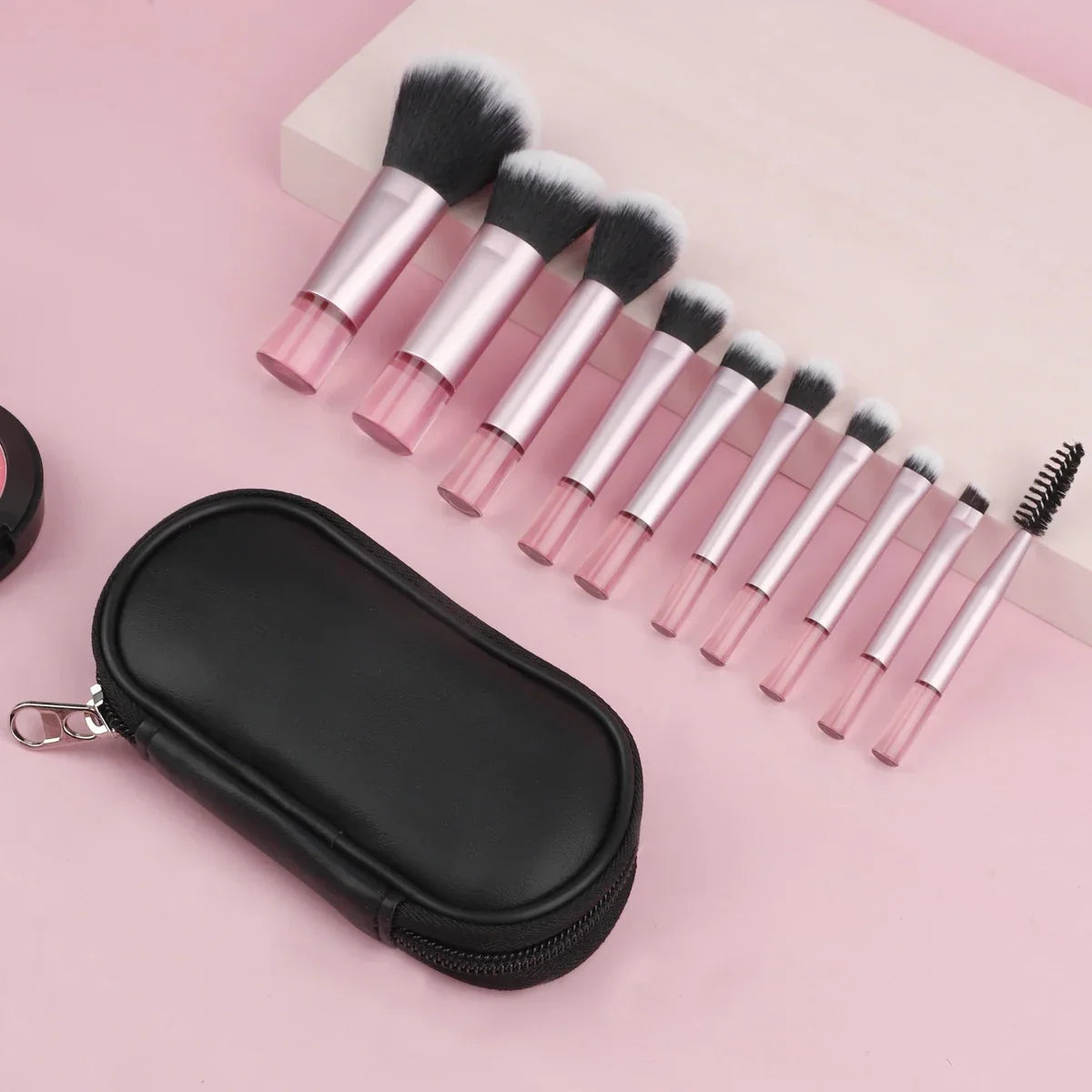 Povei 10-Piece Mini RT Makeup Brush Set for Professional Beauty Travel Makeup