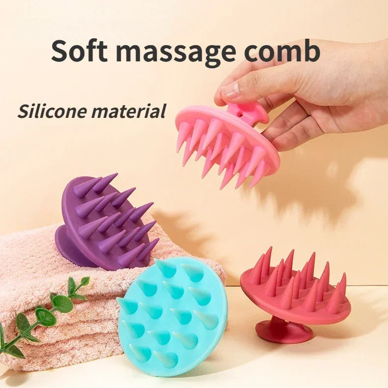 Povei Silicone Shampoo Massage Comb for Scalp and Hair Care