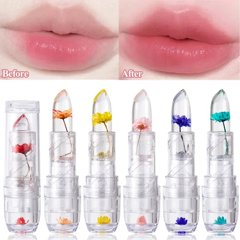 Povei Color Change Flower Lipstick Waterproof Magic Jelly Lip Balm