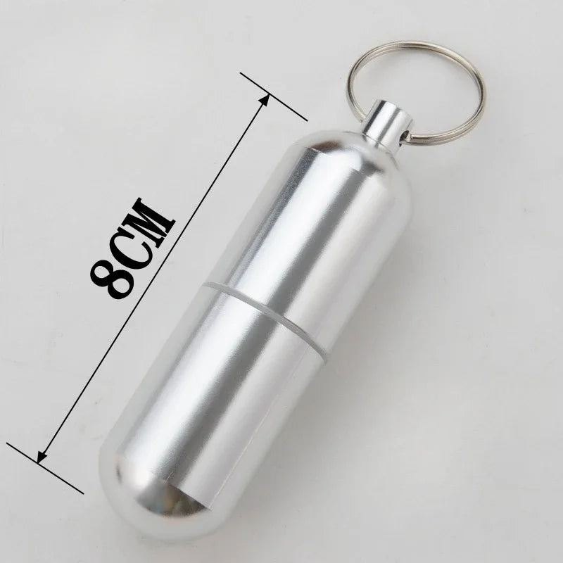 Povei Aluminum Pill Case: Compact Waterproof Organizer Box with Keychain