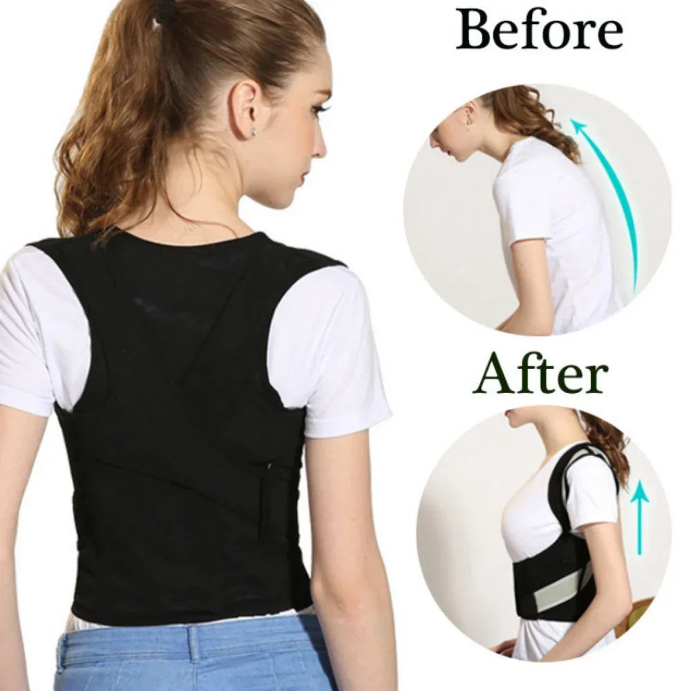 Povei Adjustable Back Posture Corrector Therapy Brace for Clavicle Lumbar Support