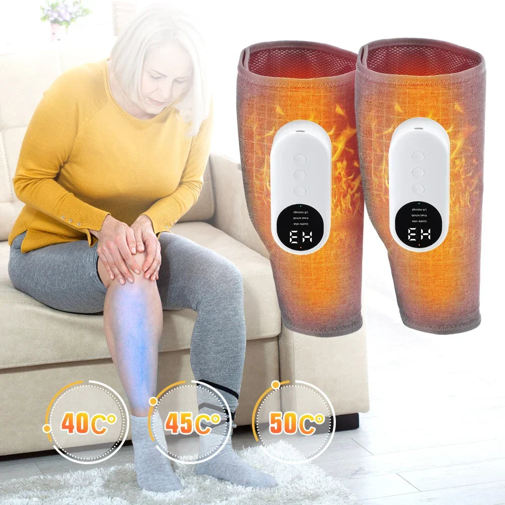 Povei Electric Calf Massager Air Pressure Compression Therapy Wireless Heating Pad