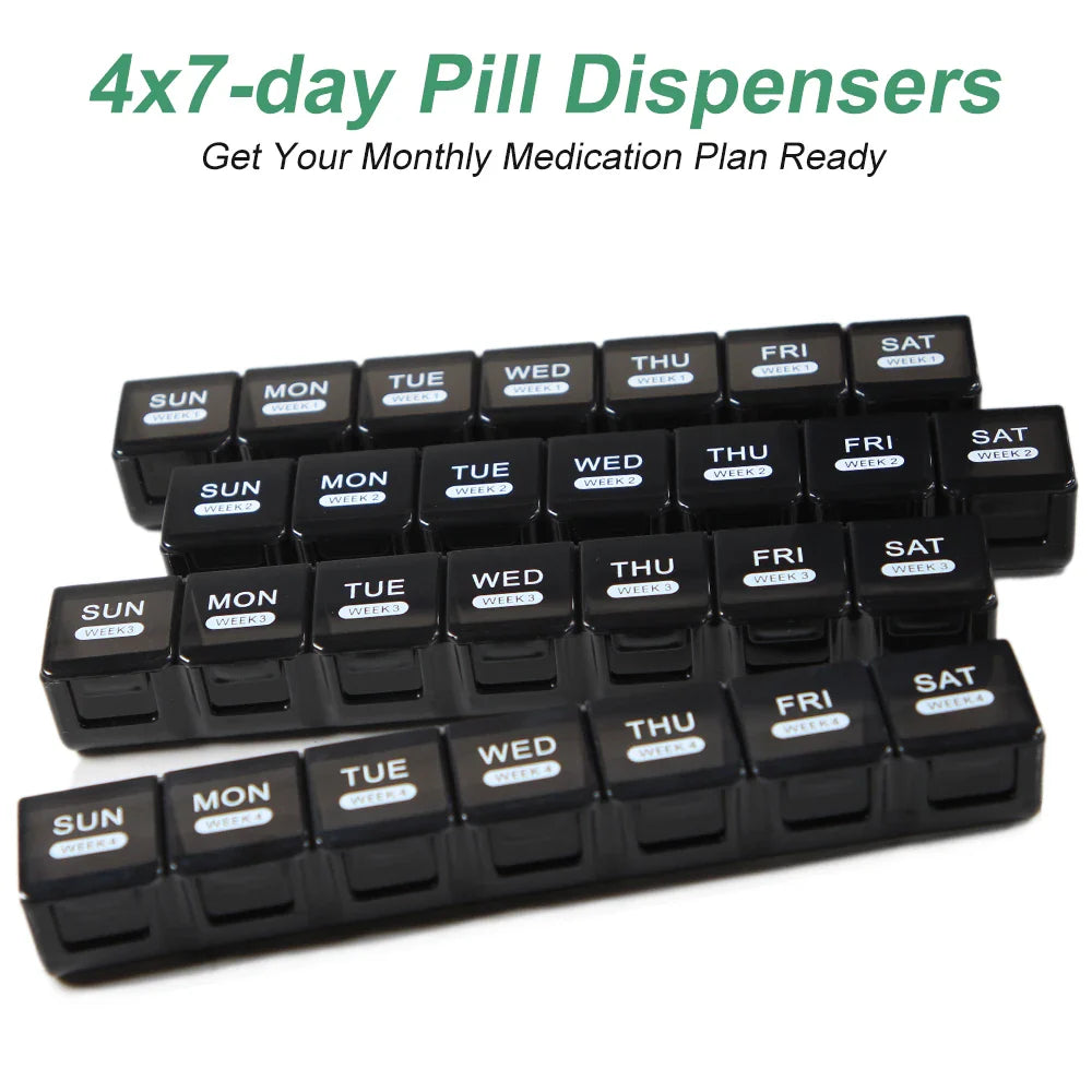 Povei 4-Week Pill Organizer with Large Compartments