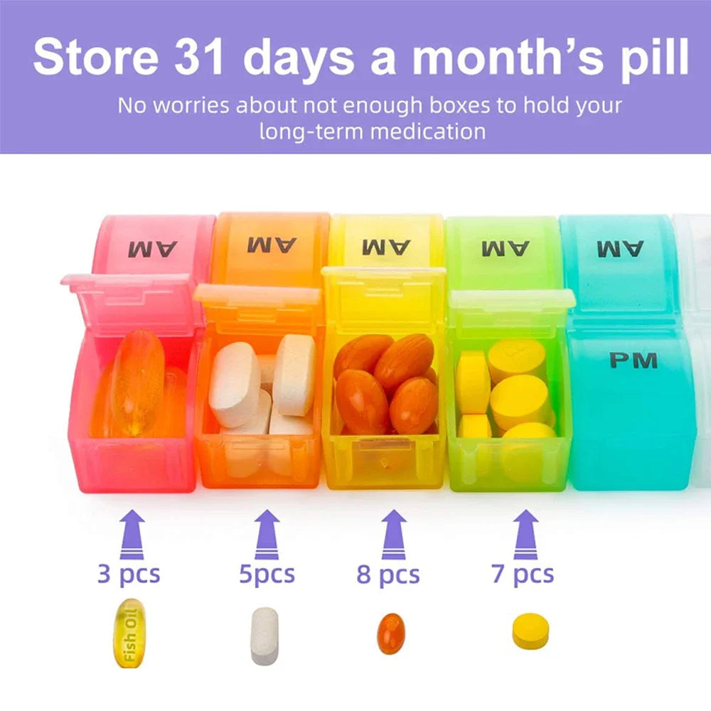 Povei 31-Day AM/PM Pill Organizer Box