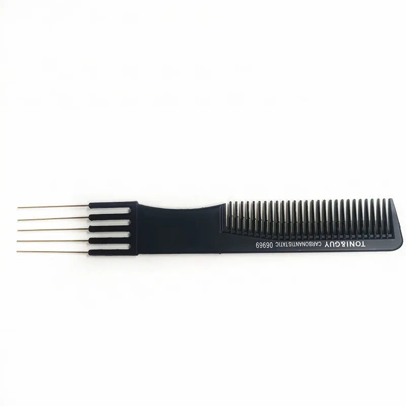 Povei Carbon Fiber Hair Comb with Steel Pins for Fluffy Styling