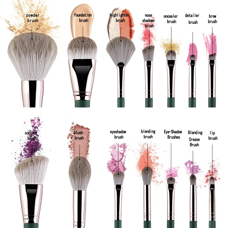 Povei 14-Piece Makeup Brush Set - Cosmetics Beauty Tools for Foundation Eyeshadow Blush