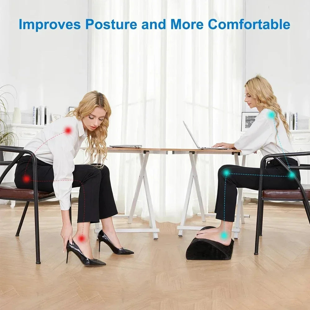 Povei Under Desk Foot Rest for Pain Relief & Comfort - Washable Cover