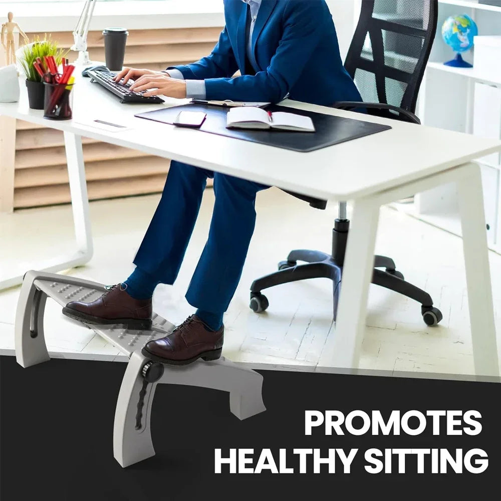 Povei Adjustable Under Desk Foot Rest - Promote Leg Circulation, Relieve Pressure