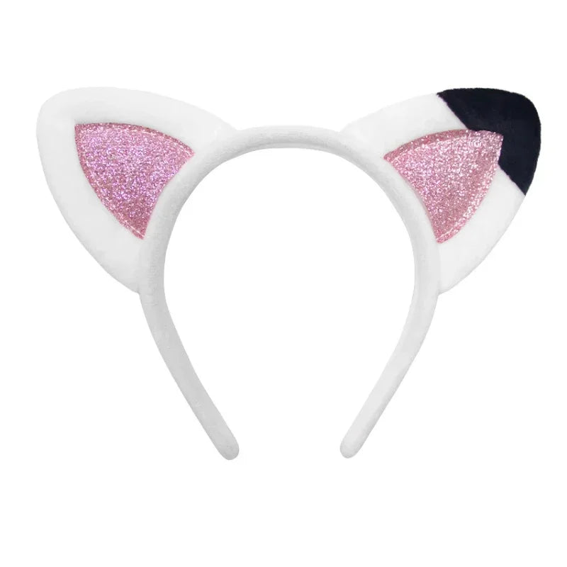 Povei Cat Headband with Plush Animal Ears for Makeup and Face Care