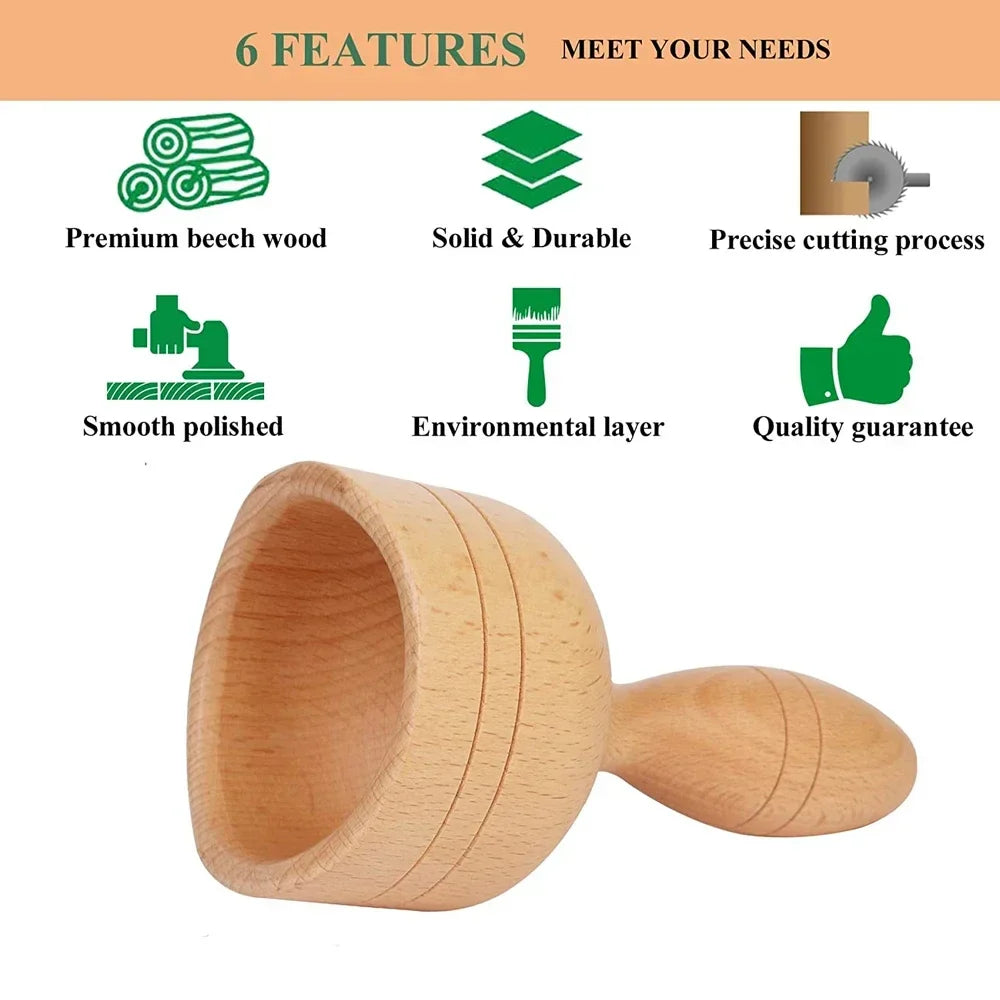 Povei Handheld Wood Massage Cup Swedish Wood Therapy Trigger Point Release