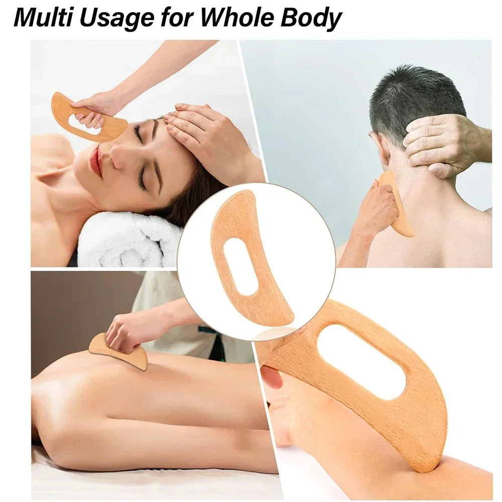 Povei Wood Gua Sha Massage Tool for Body Sculpting and Lymphatic Drainage