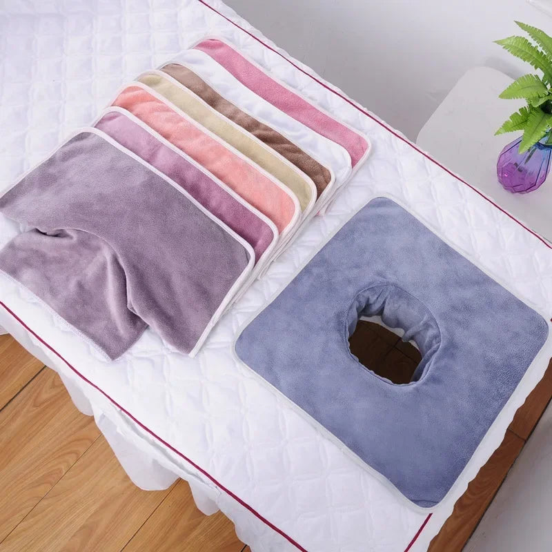 Povei 35*35cm Velvet Thickened Massage Table Bedspread with Face Hole