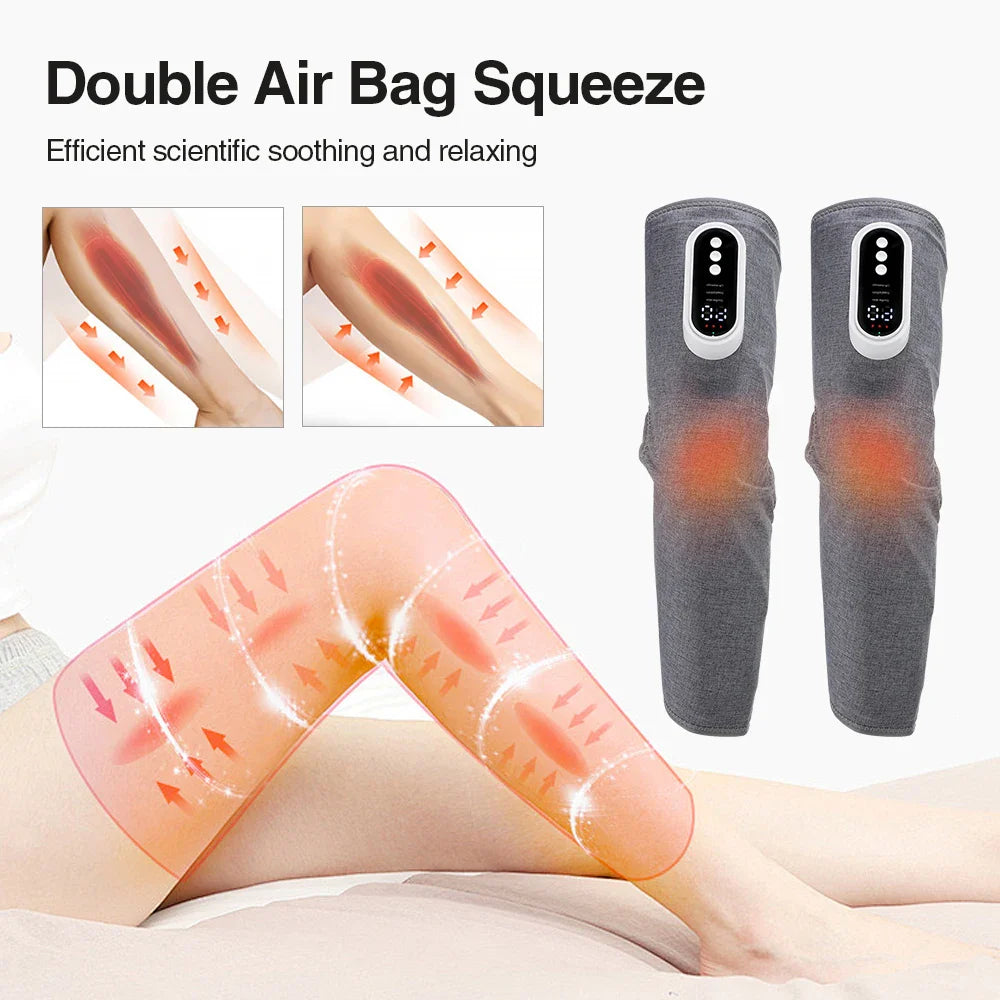 Povei Air Pressure Leg Massager with Heat: Full Wrap, 360° Massage for Relaxation & Circulation.