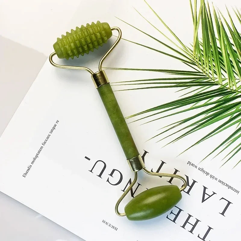 Povei Jade Roller & Gua Sha Set for Face and Body Massage