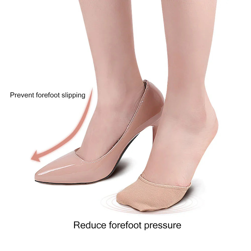 Povei Breathable Invisible Toe Covers for High Heels with Padding and Non-Skid Bottoms