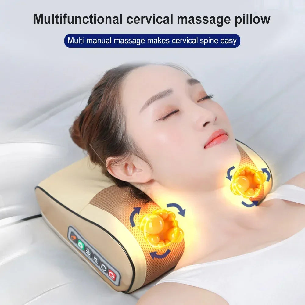 Povei Electric Neck Massager Pillow - Multi-function Massage Device for Relaxation