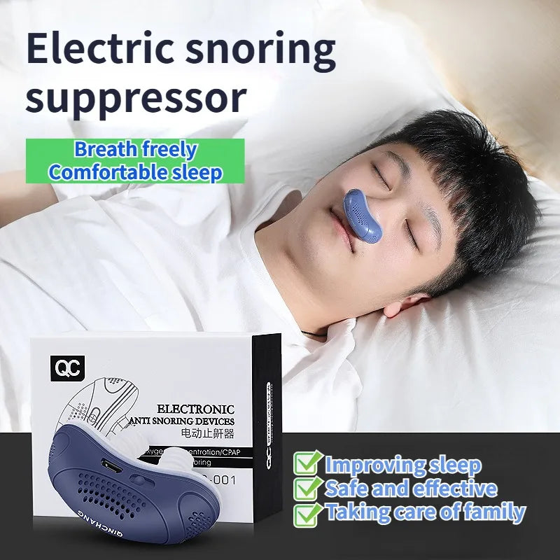 Povei Electric Anti Snore Nose Clip Sleep Aid Device for Nasal Obstruction & Health