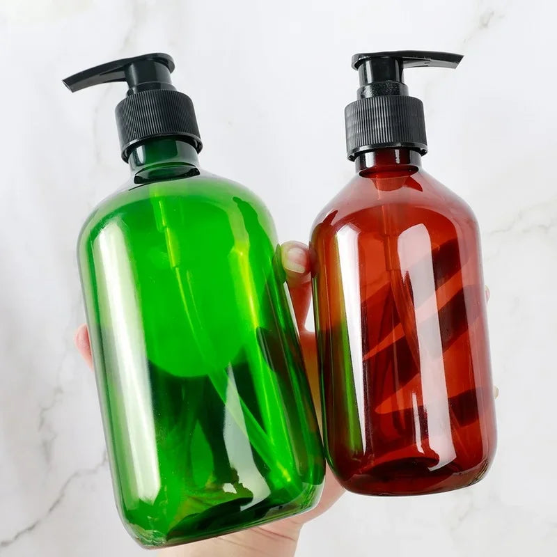 Povei Brown Green Shampoo Shower Gel Refillable Bottle Large Capacity Pure Dew Storage Tool