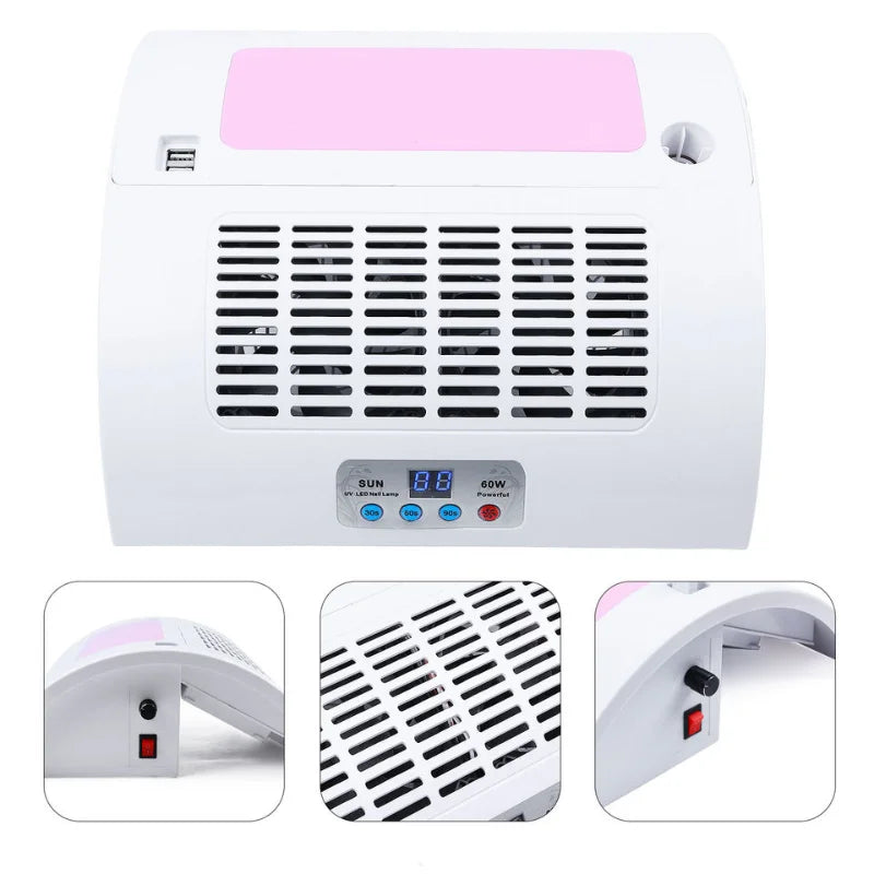 Povei UV Nail Lamp Gel Polish Dryer Electric Drill Dust Collector Manicure Machine