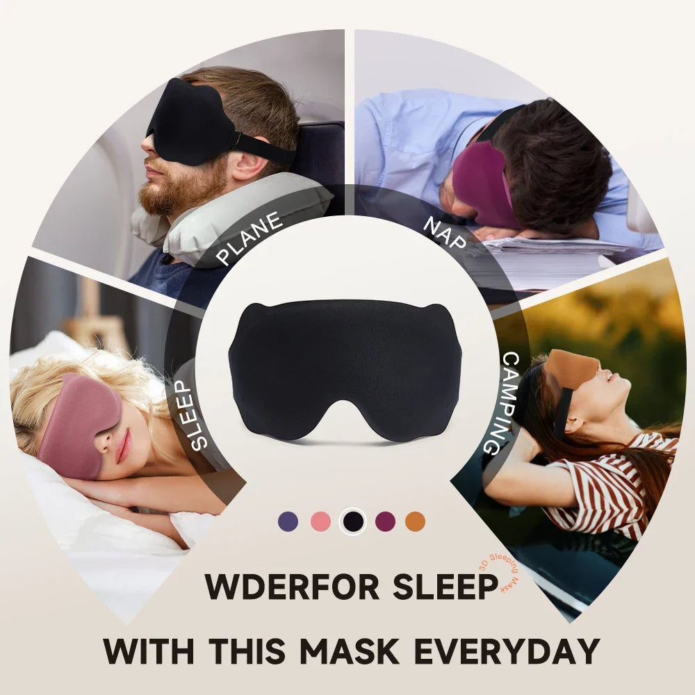 Povei 3D Sleep Mask Soft Padded Eye Cover Blockout Lights for Refreshing Sleep