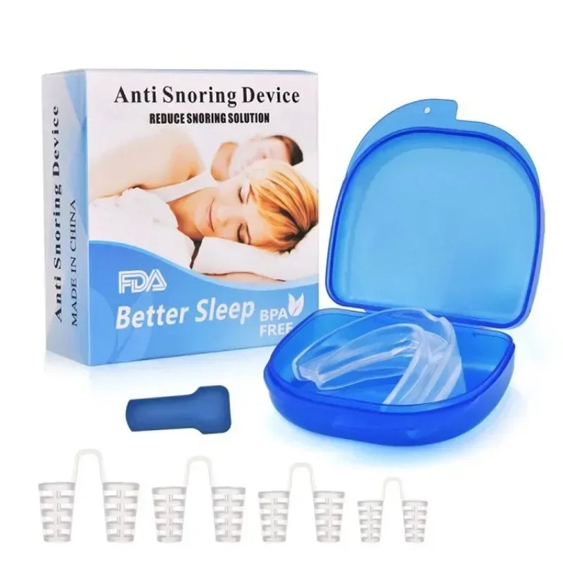 Povei Snore Stopper & Teeth Grinding Gum Shield Set for Better Sleep