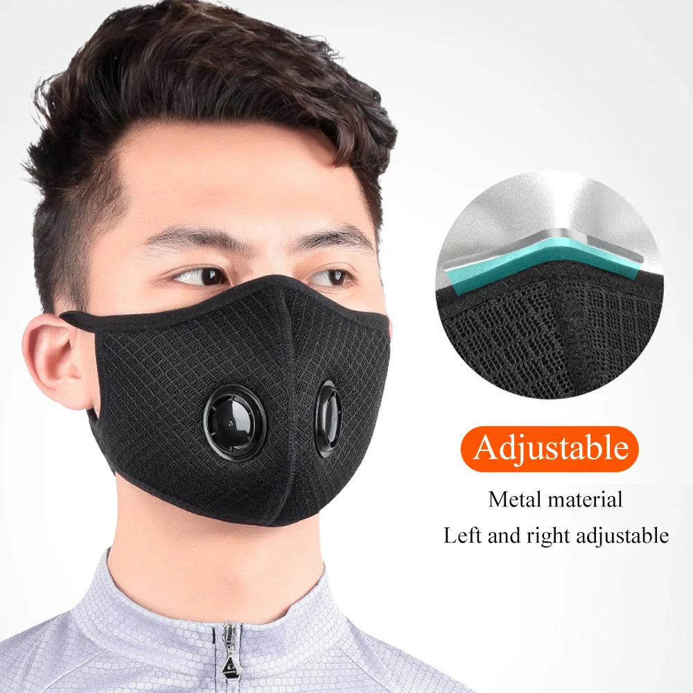 Povei Double Valve Windproof PM2.5 Dust Mask with Replaceable Filter