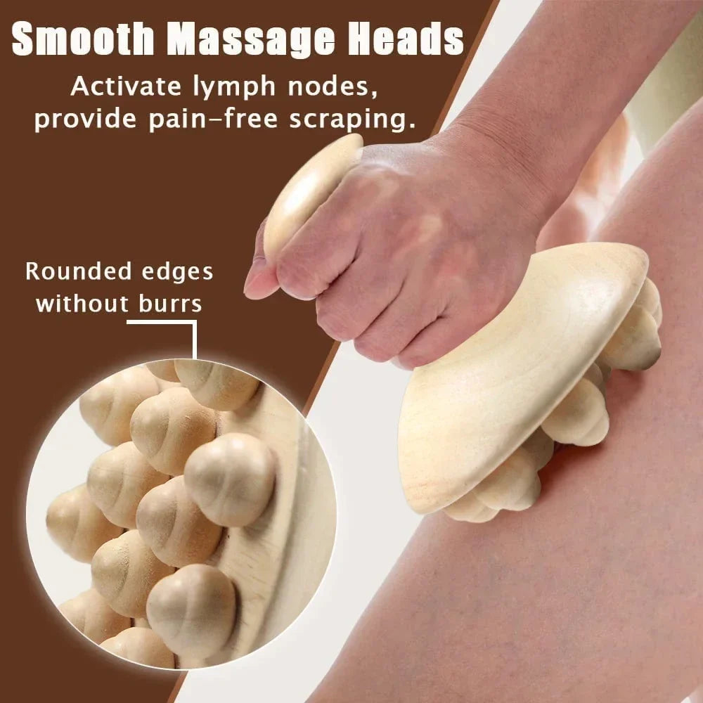 Povei Mushroom Wooden Body Massage Tool for Meridians and Lymphatic Care