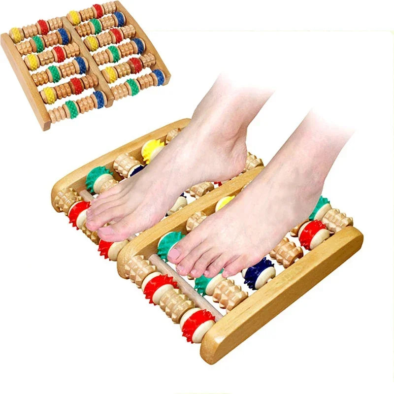 Povei Wooden Foot Massager Roller Acupressure Therapy Shiatsu Stress Relief Roller