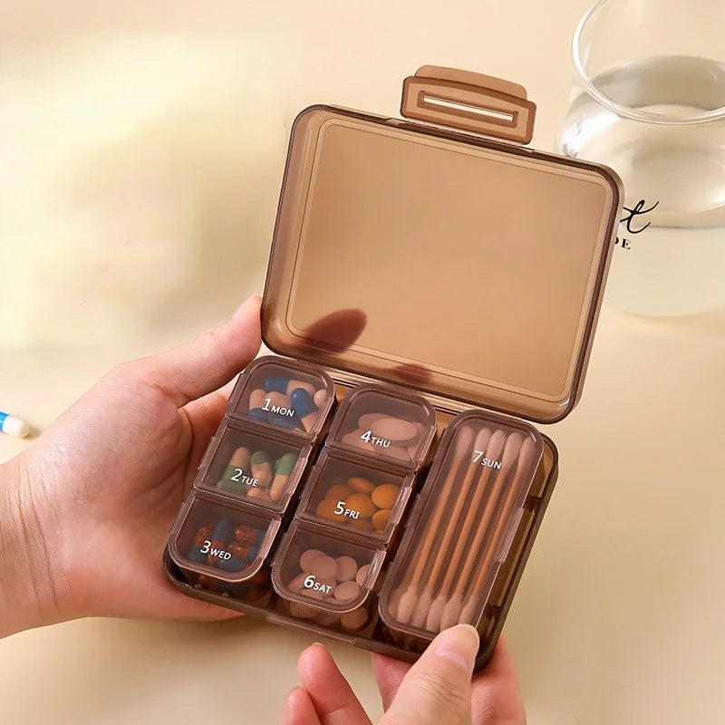 Povei 7-Day Pill Box Organizer for Travel with Seal and Separate Compartments