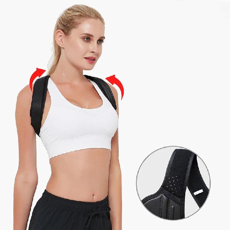 Back Support Posture Corrector by Povei - Adjustable Spine Alignment Brace for Pain Relief