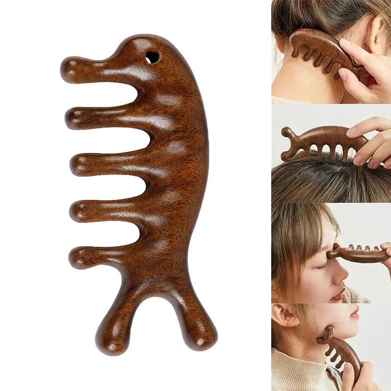 Povei Sandalwood Massage Comb for Hair Loss Treatment & Scalp Care